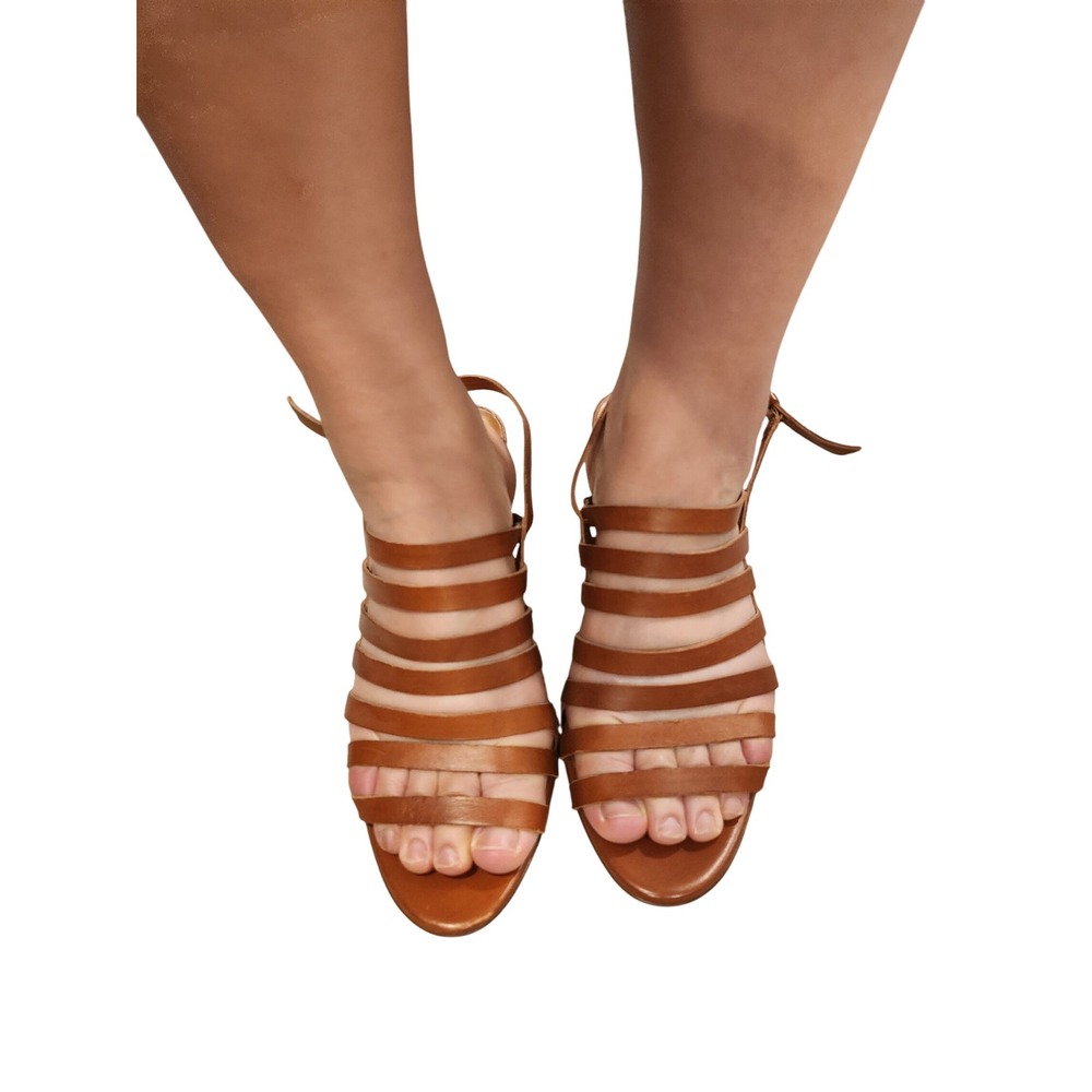 J.Crew Made in Italy Leather‎ Wedge Sandals Brown Gladiator 9.5 Heritage